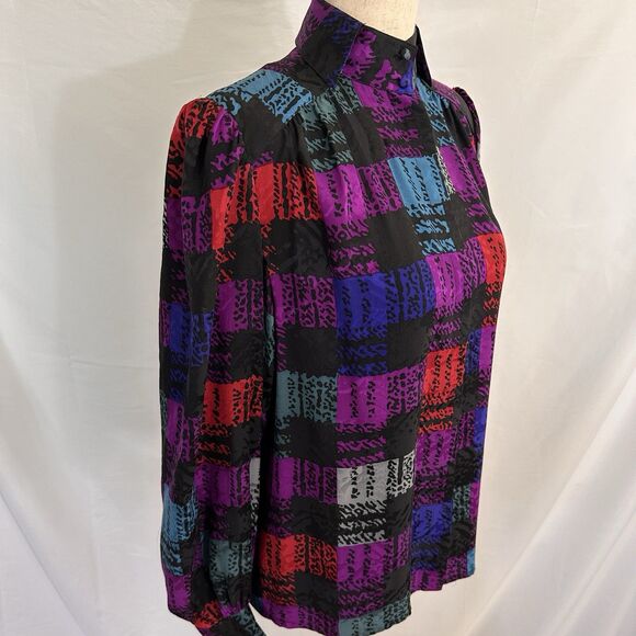 Vintage Lillie Rubin Francesca of Damon Silk Button Up Top Size 4 - Picture 6 of 10